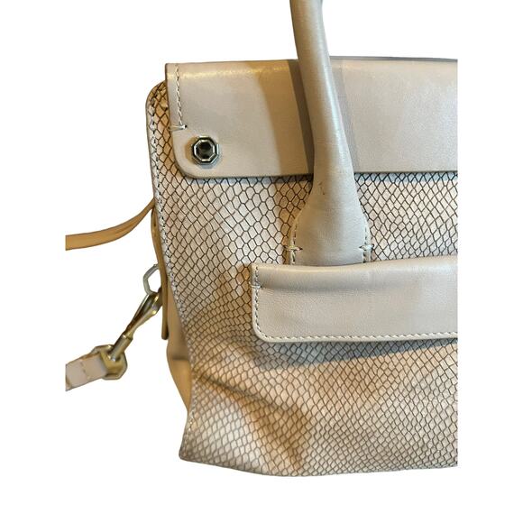 Louise et Cie Neutral Snake Embossed Leather Convertible Satchel Nude - Picture 2 of 9